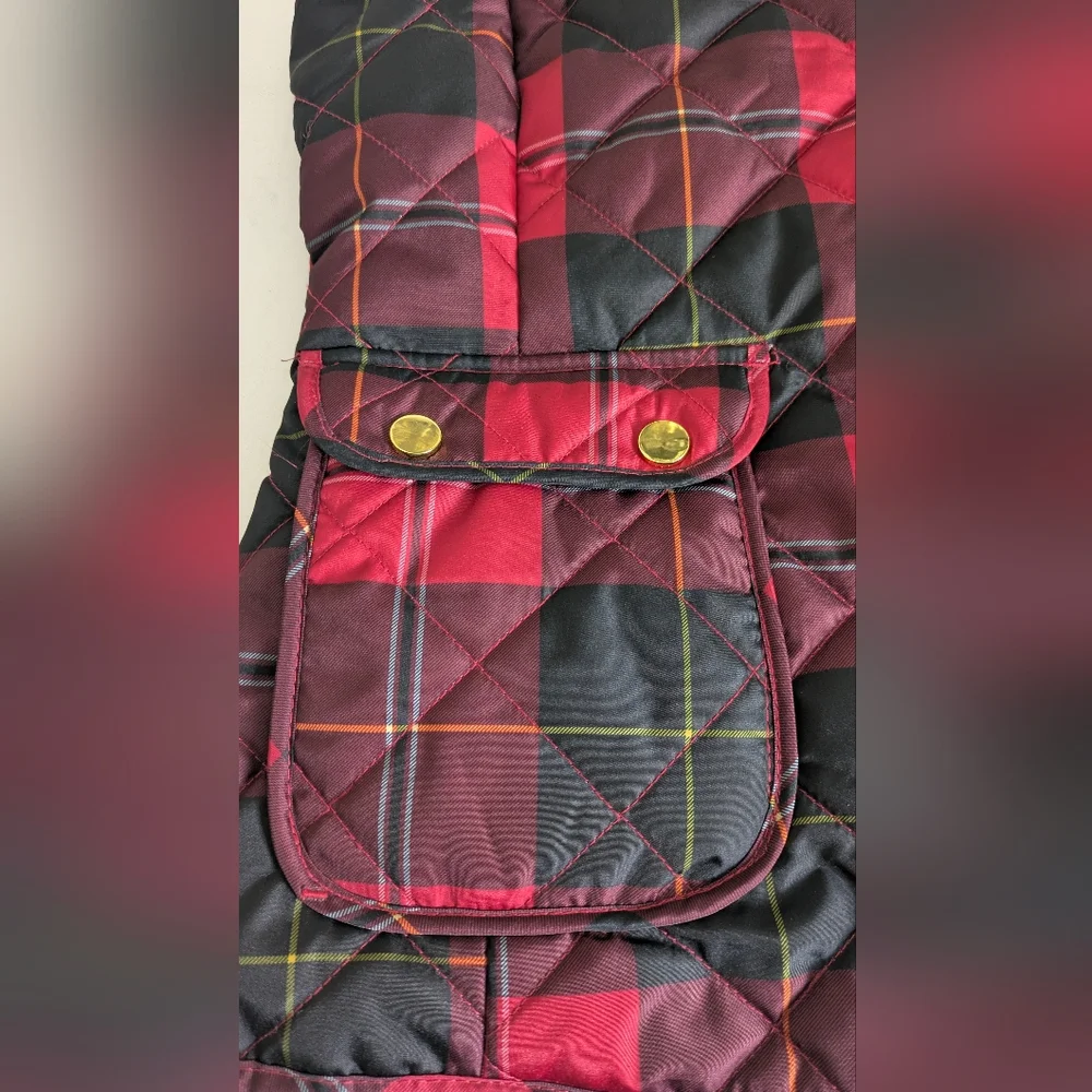 New St. John's Bay Womens Heavyweight Quilted Vest Size M Red Plaid Fall Preppy - Picture 9 of 11
